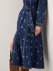 Monsoon Blue Lulu Daisy Denim Midi Dress - Image 4 of 4