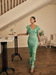 Never Fully Dressed Green Jacquard Ottie Dress - Image 1 of 6