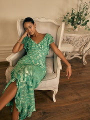 Never Fully Dressed Green Jacquard Ottie Dress - Image 3 of 6
