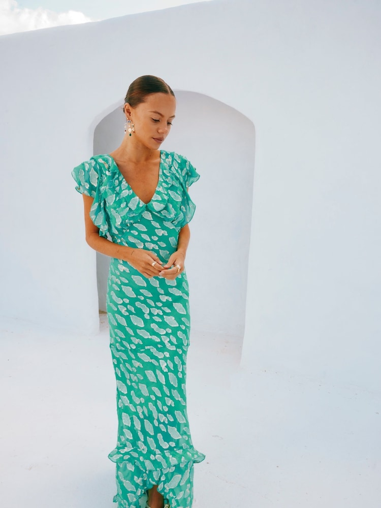 Never Fully Dressed Green Jacquard Ottie Dress - Image 4 of 6