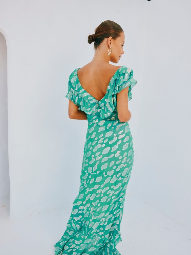 Never Fully Dressed Green Jacquard Ottie Dress - Image 5 of 6
