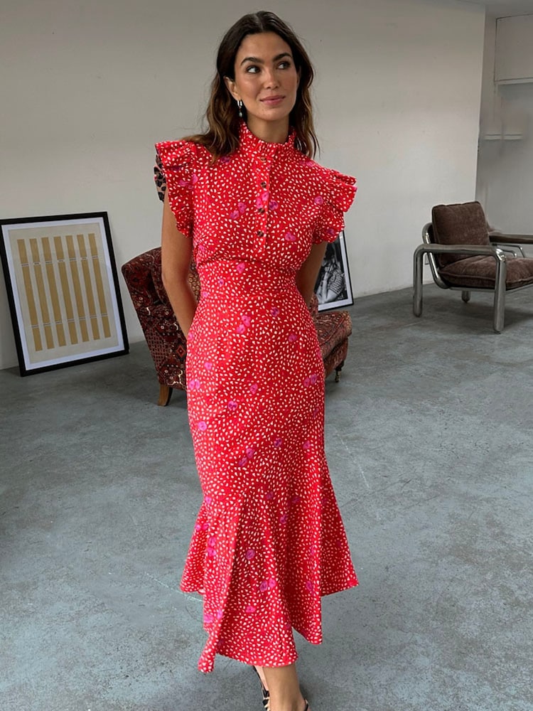 Never Fully Dressed Red Floral Print Remi Dress - Image 2 of 4