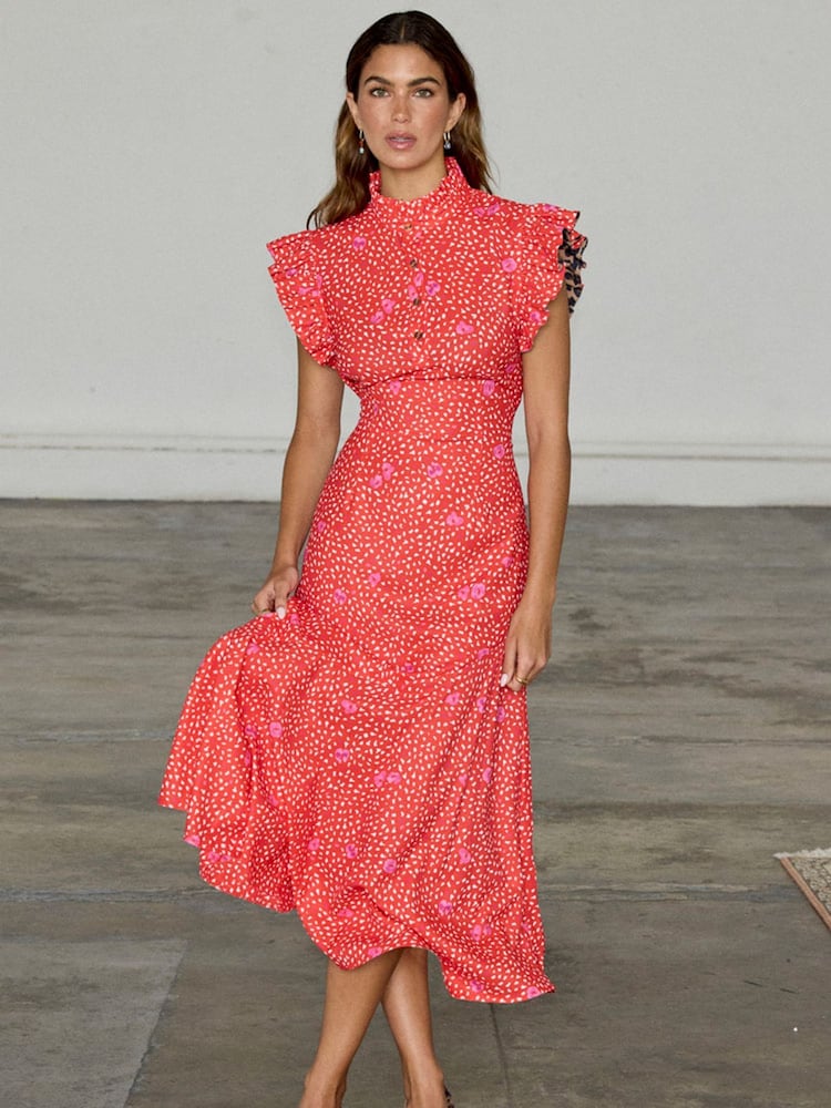 Never Fully Dressed Red Floral Print Remi Dress - Image 4 of 4