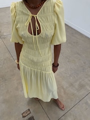 Never Fully Dressed Yellow Shirred Nara Dress - Image 2 of 6