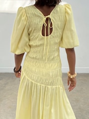 Never Fully Dressed Yellow Shirred Nara Dress - Image 4 of 6