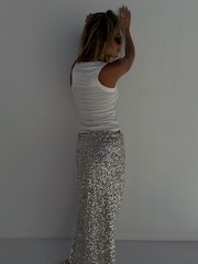 Never Fully Dressed Silver Sequin Jaspre Skirt - Image 2 of 2