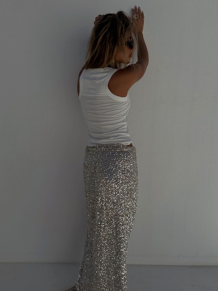 Never Fully Dressed Silver Sequin Jaspre Skirt - Image 2 of 2