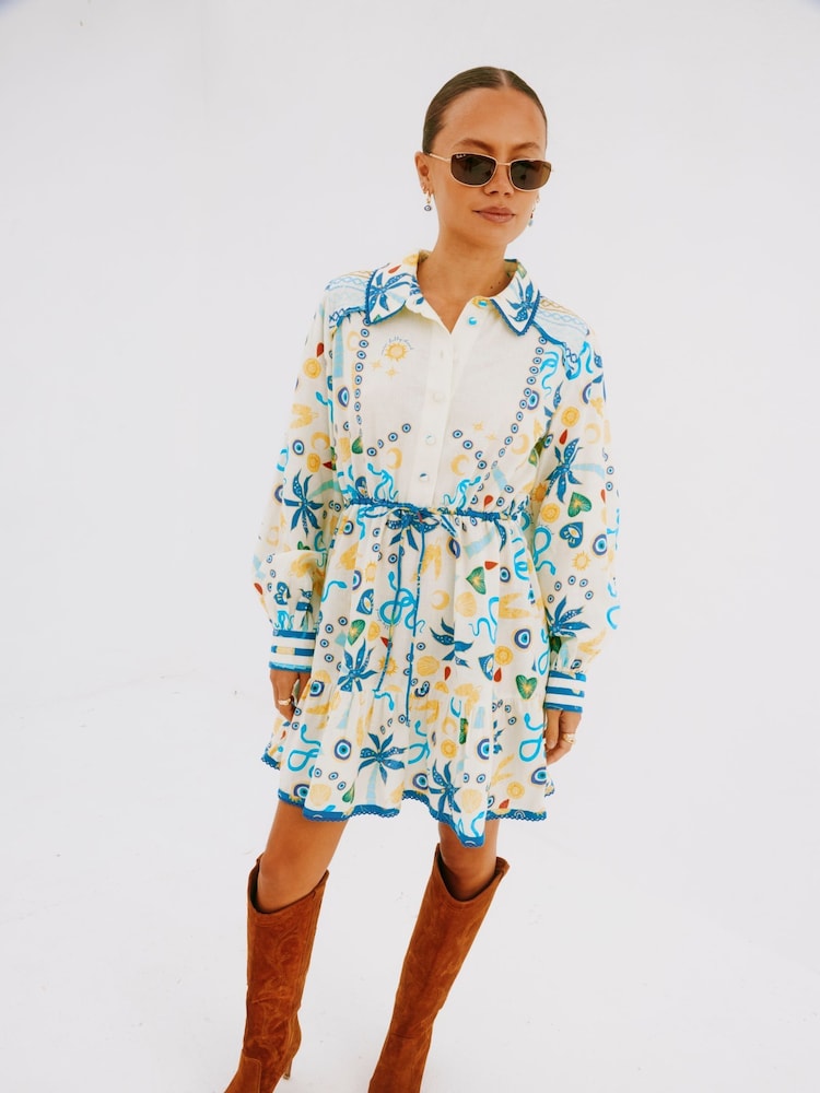 Never Fully Dressed White Savannah 100% Cotton Shirt Dress - Image 1 of 3