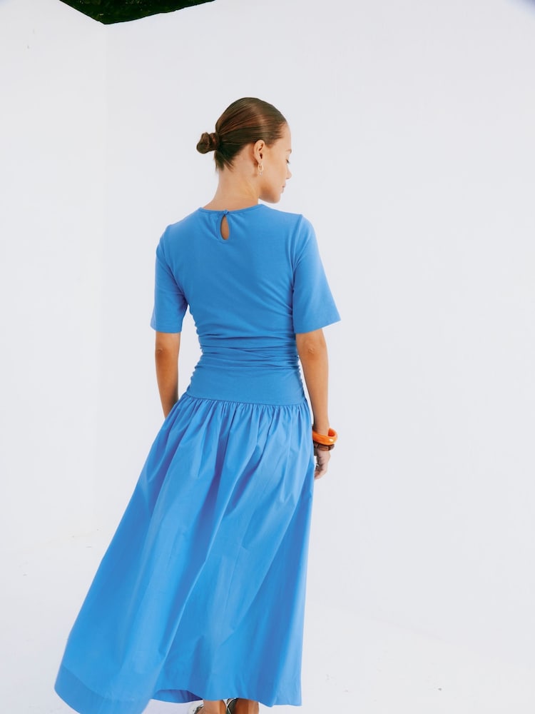 Never Fully Dressed Blue Grace Drop Waist Crew Neck Maxi Dress - Image 3 of 3