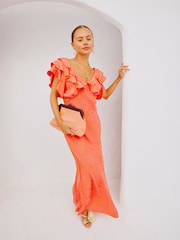 Never Fully Dressed Pink Animal Print Jacquard Tilda Dress - Image 3 of 3