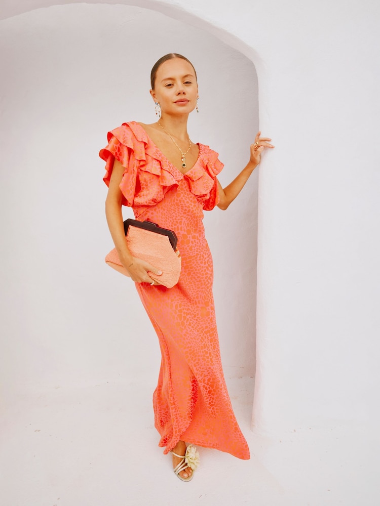 Never Fully Dressed Pink Animal Print Jacquard Tilda Dress - Image 3 of 3