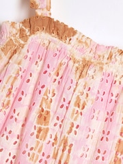 River Island Pink Girls 100% Cotton Broidery Tie Dye Dress - Image 3 of 4