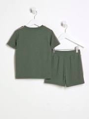 River Island Green Boys Tape T-Shirt and Shorts Set - Image 2 of 5