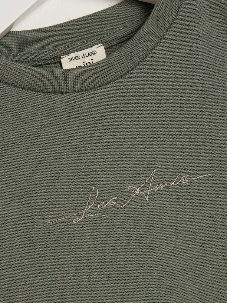 River Island Green Boys Tape T-Shirt and Shorts Set - Image 4 of 5