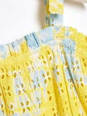 River Island Yellow Girls 100% Cotton Broidery Tie Dye Dress - Image 3 of 4