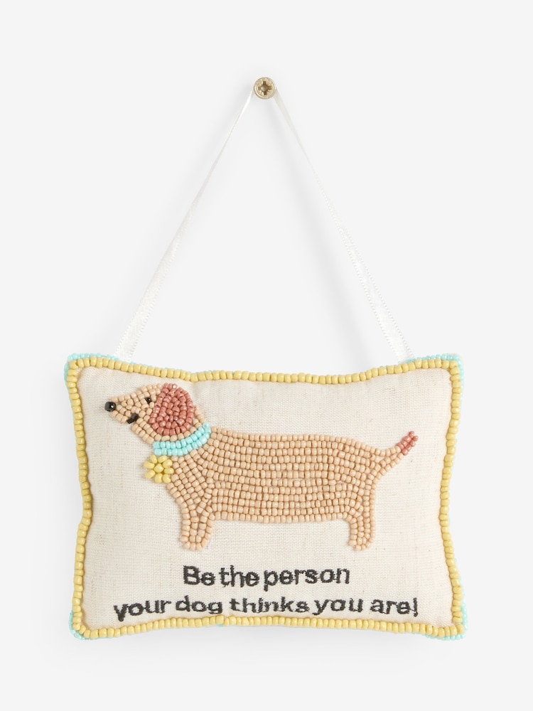 Neutral Embroidered Dog Person Hanging Decoration - Image 3 of 3 Neutral Embroidered Dog Person Hanging Decoration - Image 3 of 3