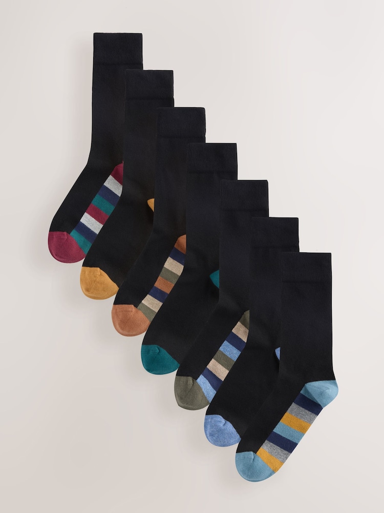Black Rugby Stripe - 7er-Pack - Herrensocken mit hohem Baumwollanteil - Bild 1 von 10