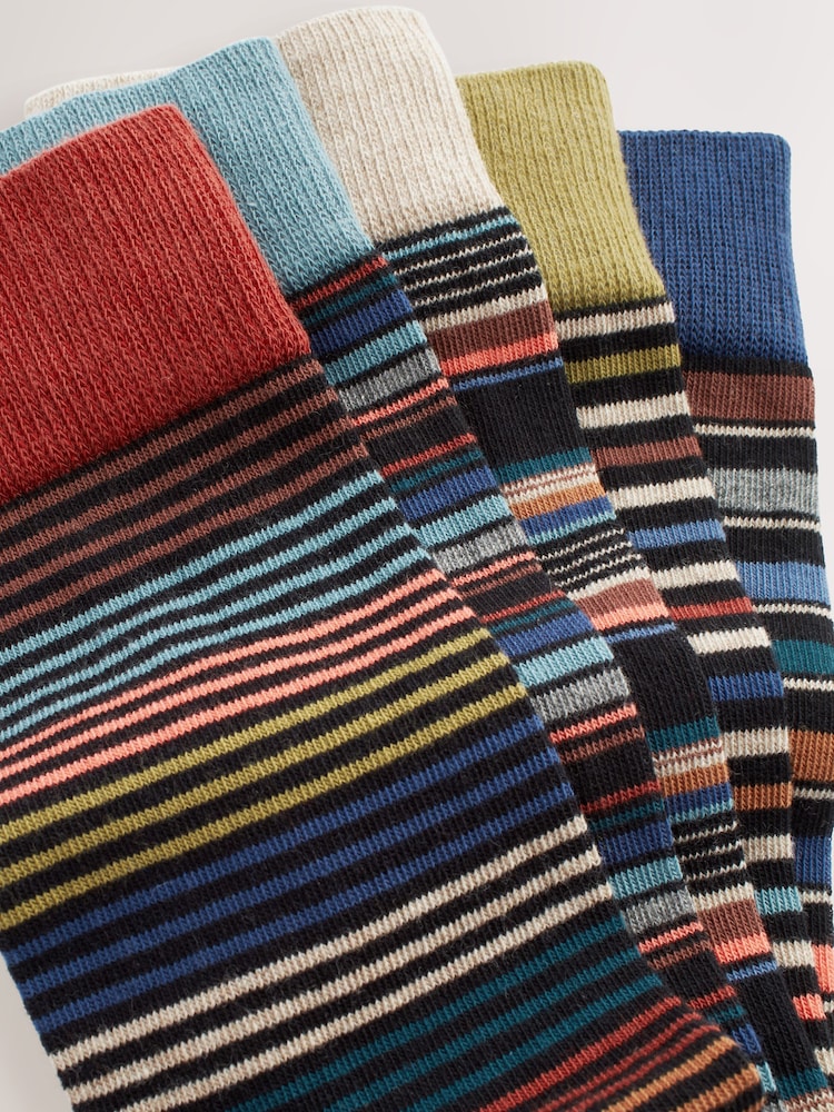 Neutral/Green/Colour Pop Stripe Pattern Socks 10 Pack - Image 7 of 7