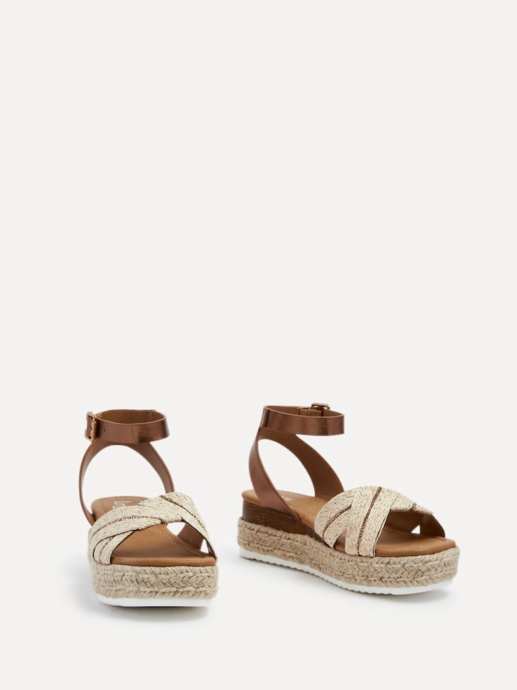 Linzi Brown Hazel Crossover Espadrille Inspired Platform Wedges - Image 3 of 5