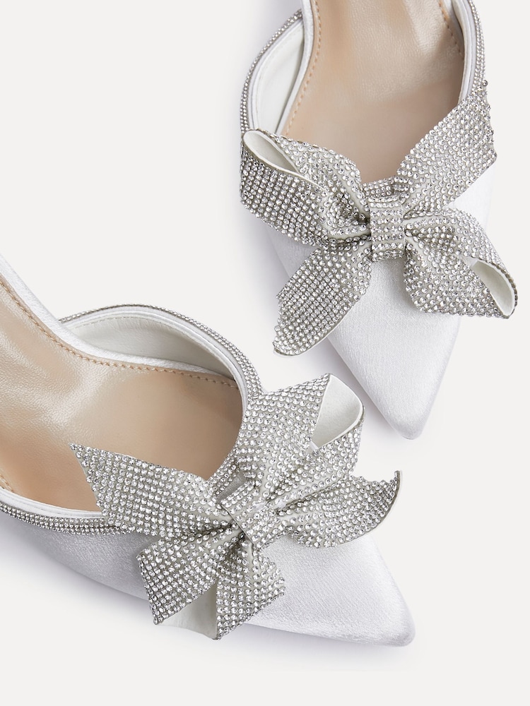Linzi Bridal Angela Satin Diamante Bow Detail Court Heels - Slika 6 iz 6
