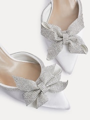 Linzi Ivory Bridal Angela Satin Diamante Bow Detail Court Heels - Image 7 of 8