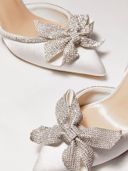 Linzi Ivory Bridal Angela Satin Diamante Bow Detail Court Heels - Image 8 of 8