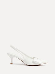 Linzi White Bridal Merlot Satin Slingback Court Heels With Bow Detail - Image 3 of 6