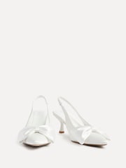 Linzi White Bridal Merlot Satin Slingback Court Heels With Bow Detail - Image 4 of 6
