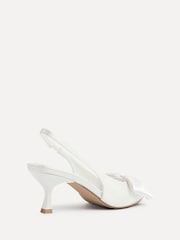 Linzi White Bridal Merlot Satin Slingback Court Heels With Bow Detail - Image 5 of 6
