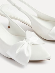 Linzi White Bridal Merlot Satin Slingback Court Heels With Bow Detail - Image 6 of 6