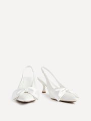Linzi Ivory Bridal Merlot Satin Slingback Court Heels With Bow Detail - Image 7 of 7