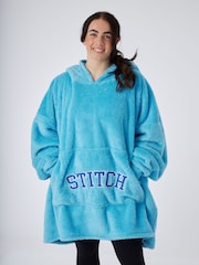Vanilla Underground Blue Womens Disney Lilo & Stitch Ears & Lettering Blanket Hoodie - Image 1 of 6