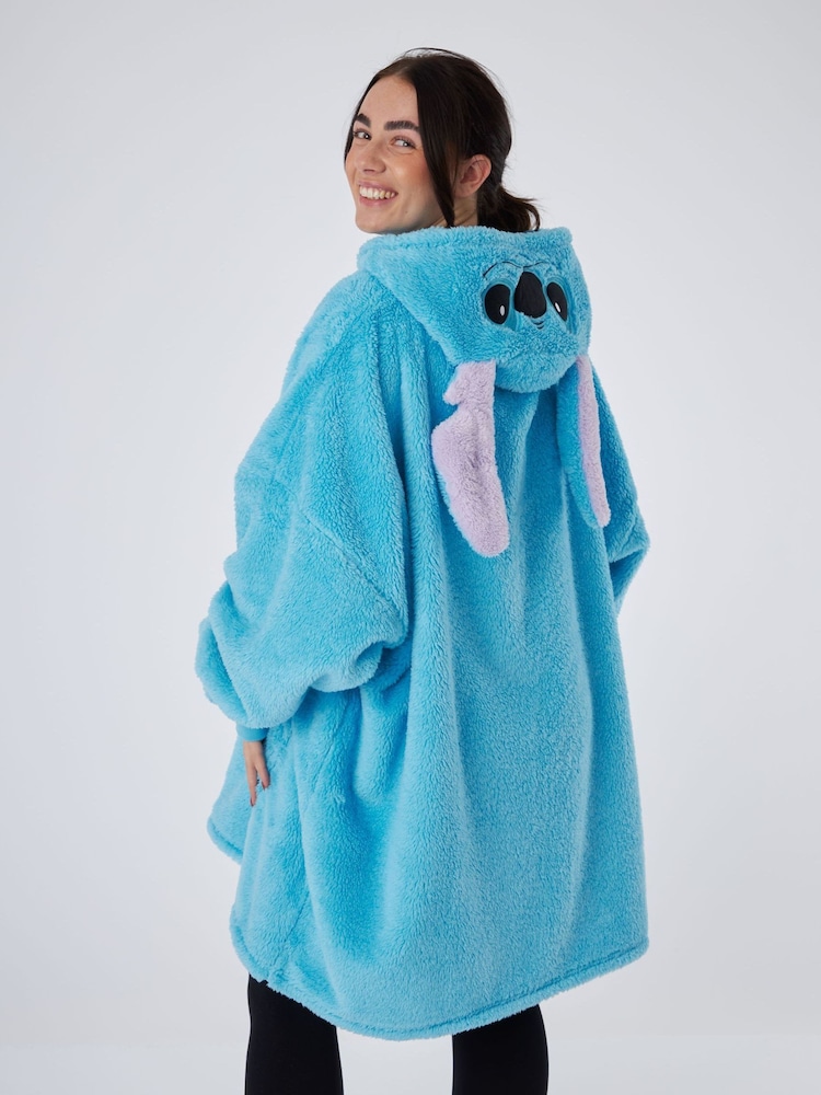 Vanilla Underground Blue Womens Disney Lilo & Stitch Ears & Lettering Blanket Hoodie - Image 2 of 6
