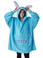 Vanilla Underground Blue Womens Disney Lilo & Stitch Ears & Lettering Blanket Hoodie - Image 3 of 6