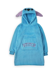 Vanilla Underground Blue Womens Disney Lilo & Stitch Ears & Lettering Blanket Hoodie - Image 4 of 6