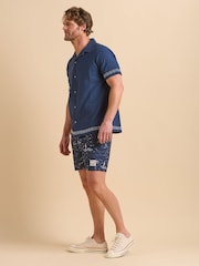 Brakeburn Dark Blue Seascape Swim Shorts - Image 2 of 6