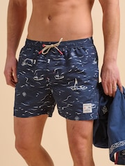Brakeburn Dark Blue Seascape Swim Shorts - Image 4 of 6