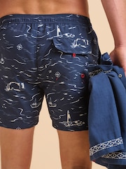 Brakeburn Dark Blue Seascape Swim Shorts - Image 5 of 6