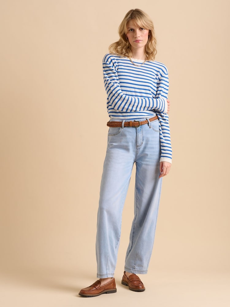 Brakeburn Blue Barrel Leg 100% Cotton Jeans - Image 4 of 6