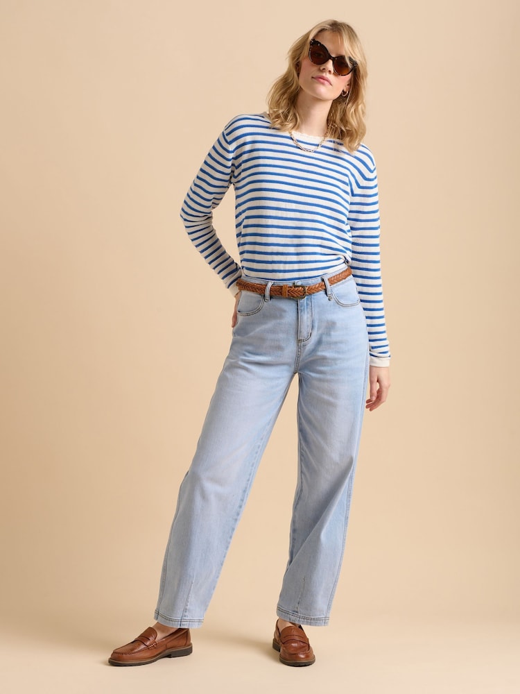 Brakeburn Blue Barrel Leg 100% Cotton Jeans - Image 6 of 6