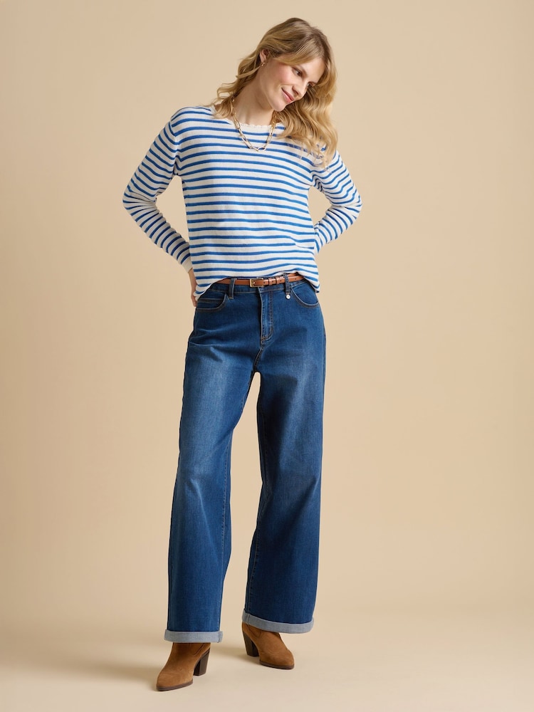 Brakeburn Blue Scallop Neck Knitted Jumper - Image 6 of 6