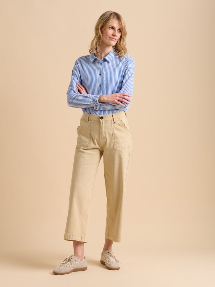 Brakeburn Natural Ankle Crop Wide Leg Trousers - Image 1 of 6
