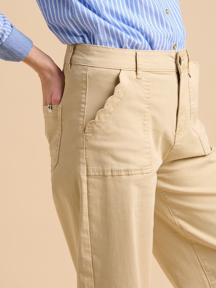 Brakeburn Natural Ankle Crop Wide Leg Trousers - Image 4 of 6