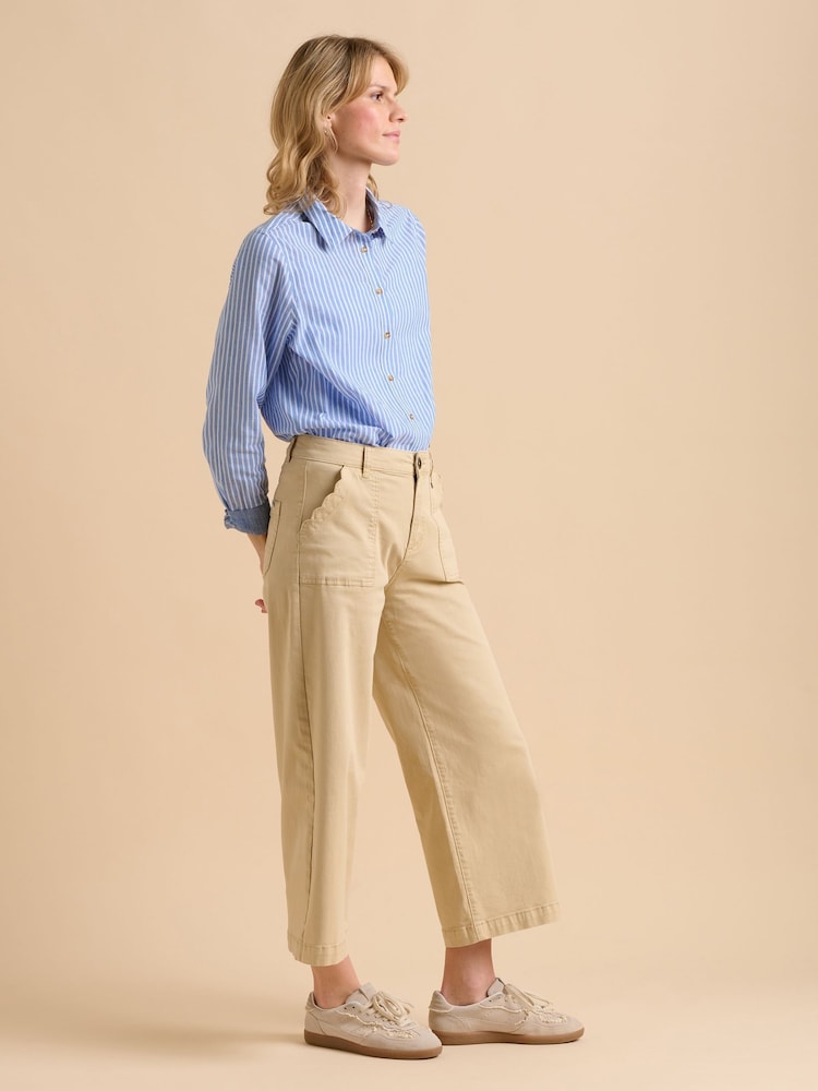 Brakeburn Natural Ankle Crop Wide Leg Trousers - Image 5 of 6