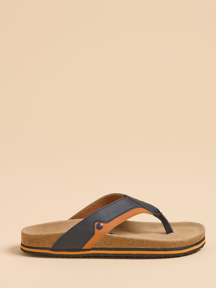 Brakeburn Blue Navy Flip Flops - Image 1 of 4 Brakeburn Blue Navy Flip Flops - Image 1 of 4