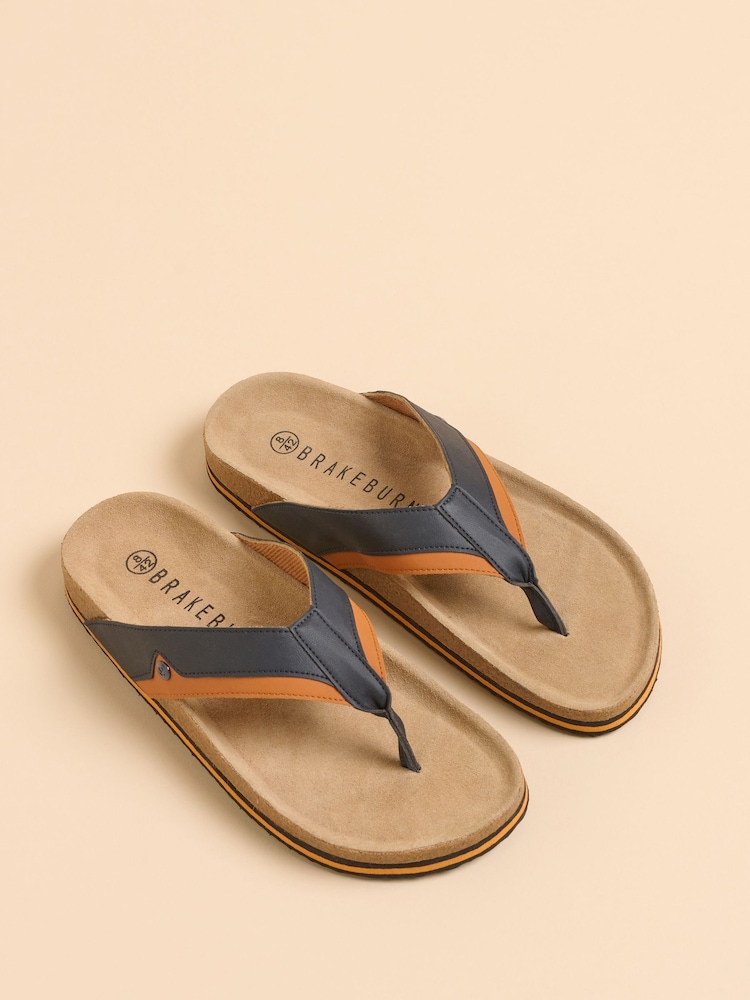 Brakeburn Blue Navy Flip Flops - Image 2 of 4 Brakeburn Blue Navy Flip Flops - Image 2 of 4