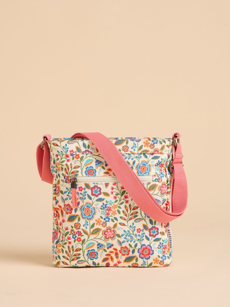 Brakeburn Pink Secret Garden Cross-Body 100% Cotton Bag - Image 1 of 4
