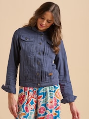 Brakeburn Blue Ruffle Neck Jacket - Image 3 of 6