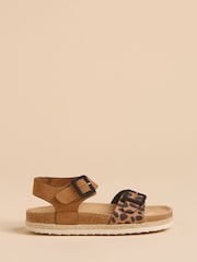 Brakeburn Brown Leopard Print Spot Ankle Strap Sandals - Image 1 of 4