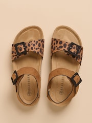 Brakeburn Brown Leopard Print Spot Ankle Strap Sandals - Image 2 of 4